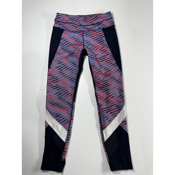Athleta Electra Sonar 7/8 Tights Navy Blue Pink Athletic Yoga Pilates Size Small - Picture 1 of 11